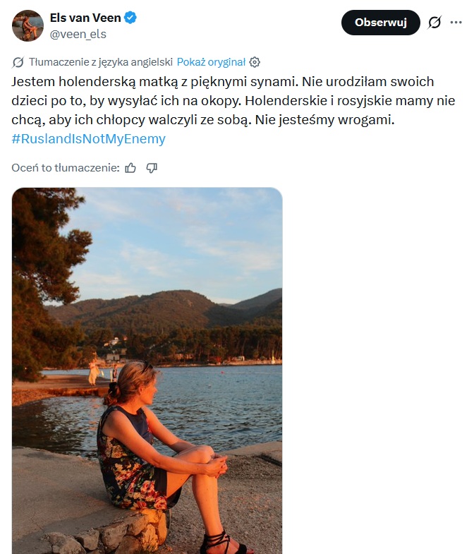 Wpis z hasztagiem RuslandIsNotMyEnemy (fot. X.com)