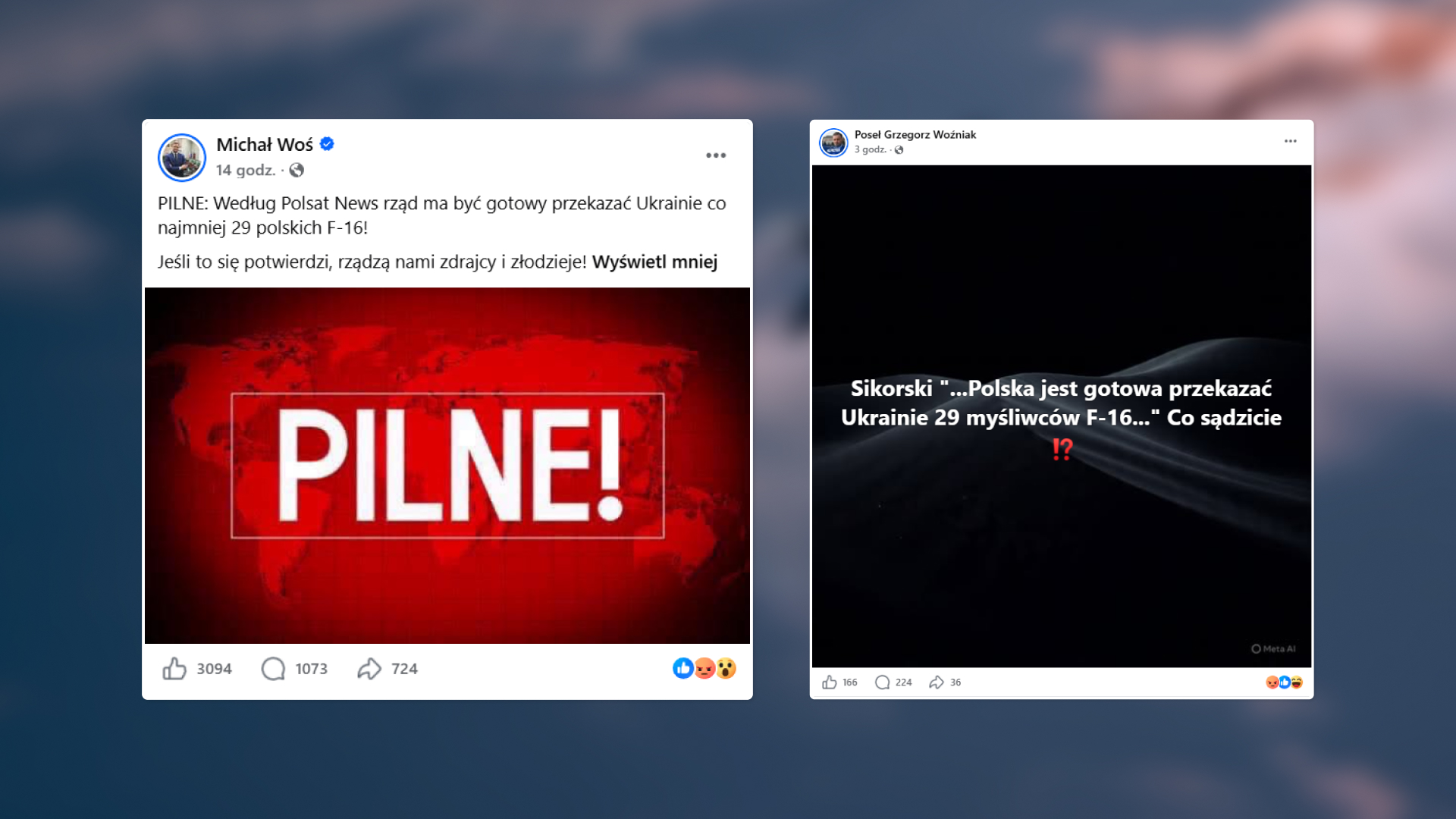 Wpisy posłów Michała Wosia i Grzegorza Woźniaka (fot. Facebook)