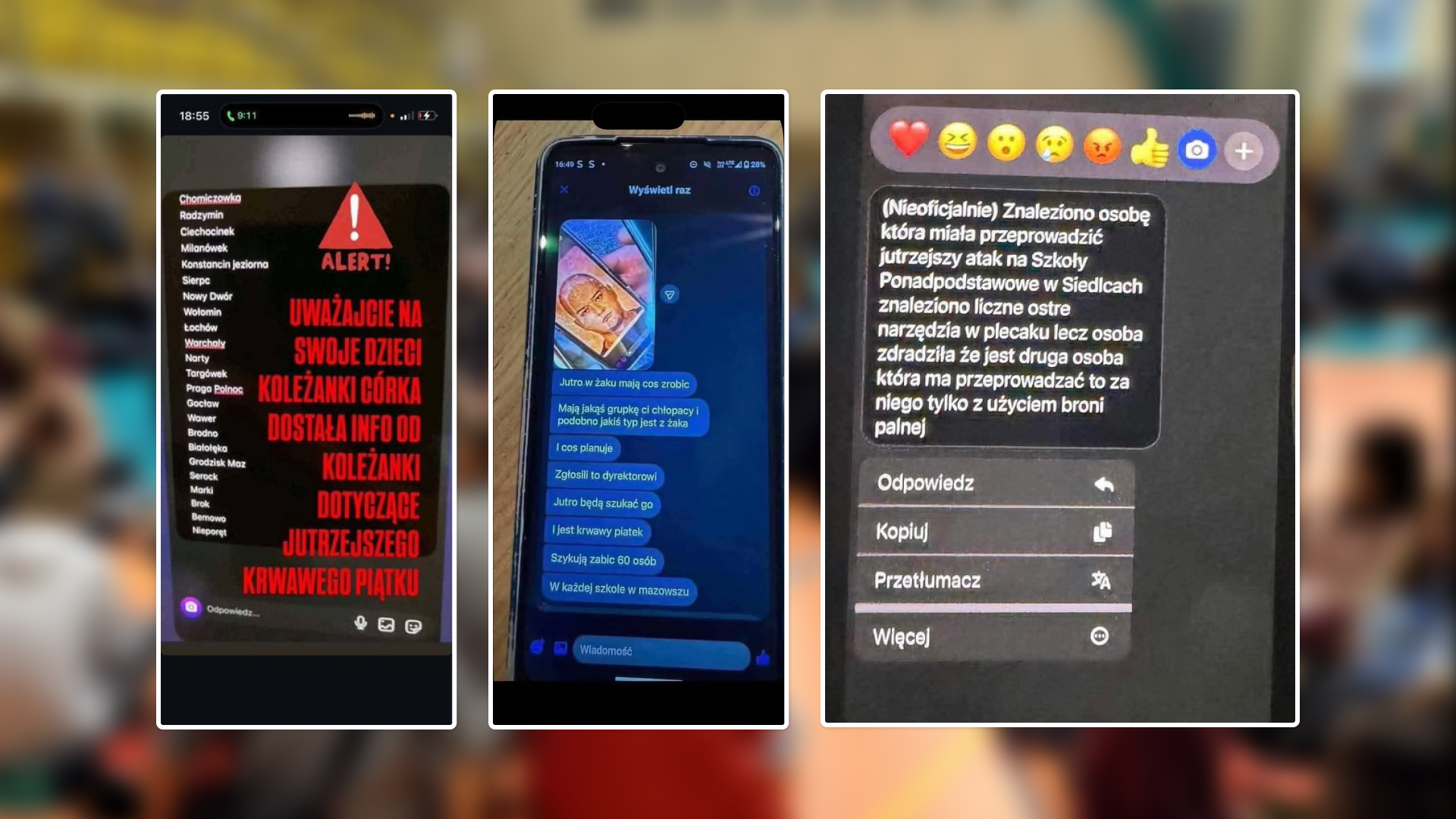 Zrzuty ekranu z wpisami o „krwawym piątku” krążącymi w mediach społecznościowych (źródło: X)