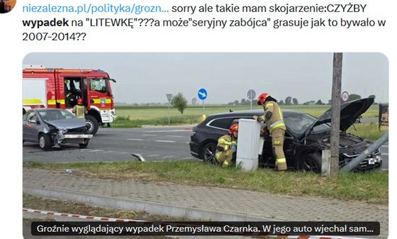 Post po wypadku Czarnka (fot. X.com)