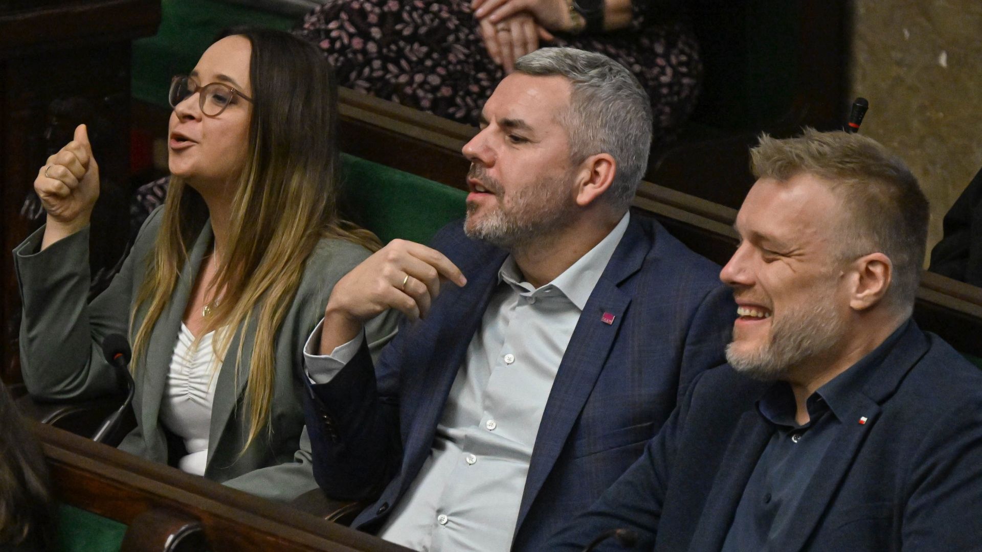 Posłowie partii Razem Marcelina Zawisza, Maciej Konieczny i Adrian Zandberg (fot. PAP/P.Nowak)