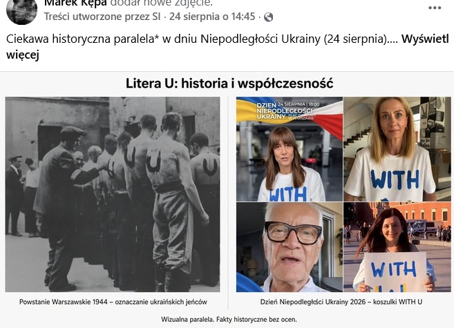 Wpis dot. Dnia Niepodległości Ukrainy (fot. Facebook)