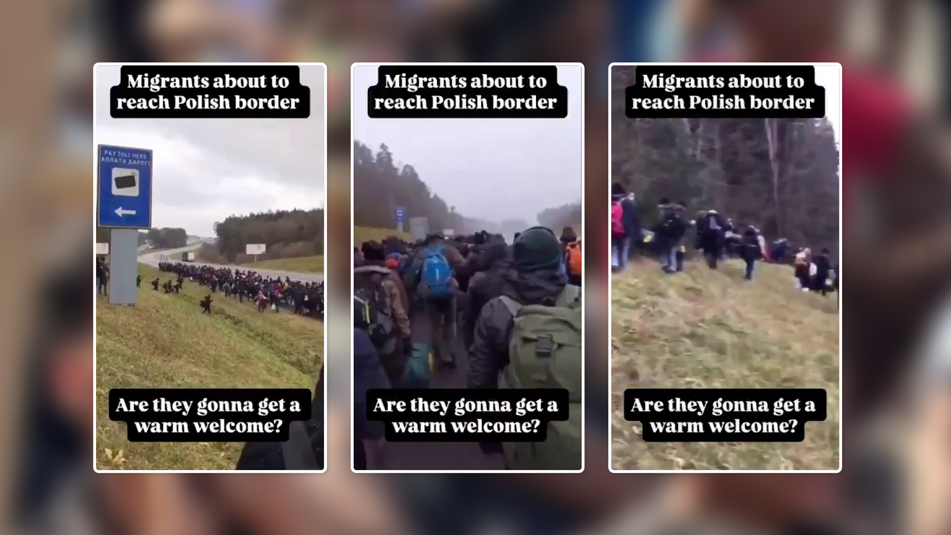 Kadry z nagrania, które ma przedstawiać uchodźców zmierzających do Polski (fot. X)
