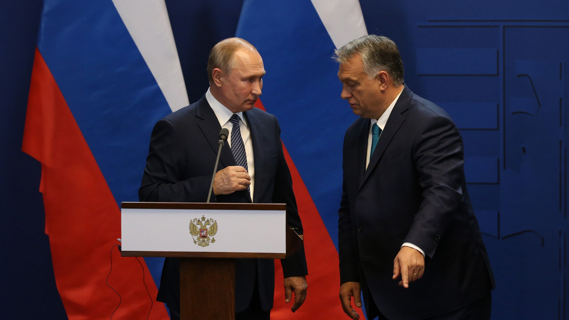 Władimir Putin i Viktor Orbán podczas wspólnej konferencji prasowej. Fot. Shutterstock